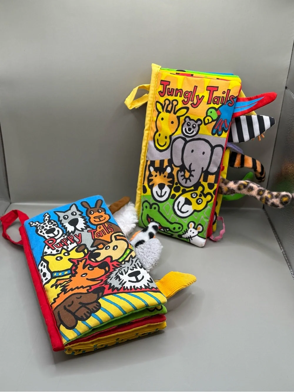 Little Jellycat Jungle Tails Puppy Tails Baby Sensory Book Lot